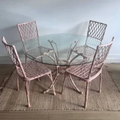 Ensemble de jardin en faux bambou avec table et 4 chaises