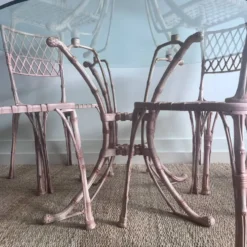 Ensemble de jardin en faux bambou avec table et 4 chaises