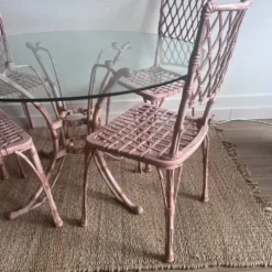 Ensemble de jardin en faux bambou avec table et 4 chaises