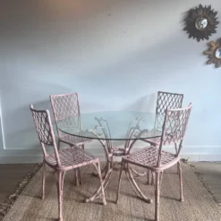 Ensemble de jardin en faux bambou avec table et 4 chaises