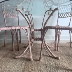 Ensemble de jardin en faux bambou avec table et 4 chaises