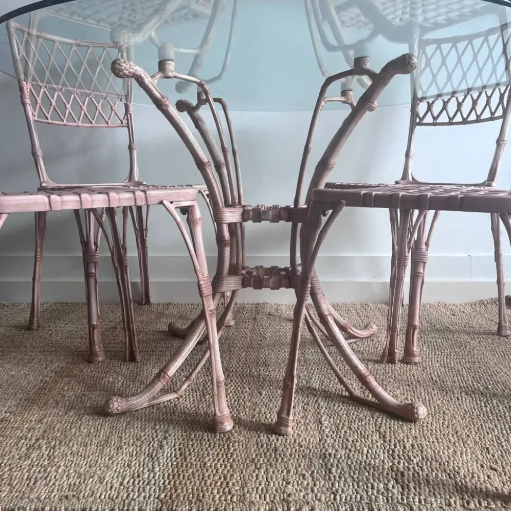 Ensemble de jardin en faux bambou avec table et 4 chaises