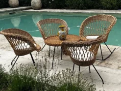 Ensemble de jardin en rotin vintage 1960