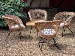 Ensemble de jardin en rotin vintage 1960