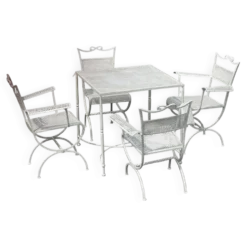 Ensemble de jardin Maison Jansen en fer forgé 1960
