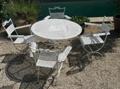 Ensemble de jardin Maison Jansen en fer forgé 1960