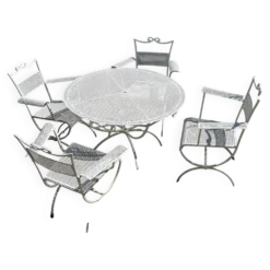 Ensemble de jardin Maison Jansen en fer forgé 1960