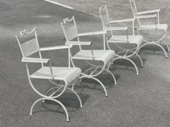 Ensemble de jardin Maison Jansen en fer forgé 1960