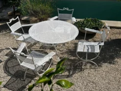 Ensemble de jardin Maison Jansen en fer forgé 1960