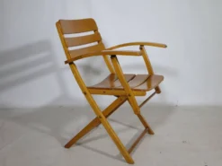 Ensemble de meubles de jardin pliants en bois massif vintage, ensemble de 3, années 1970