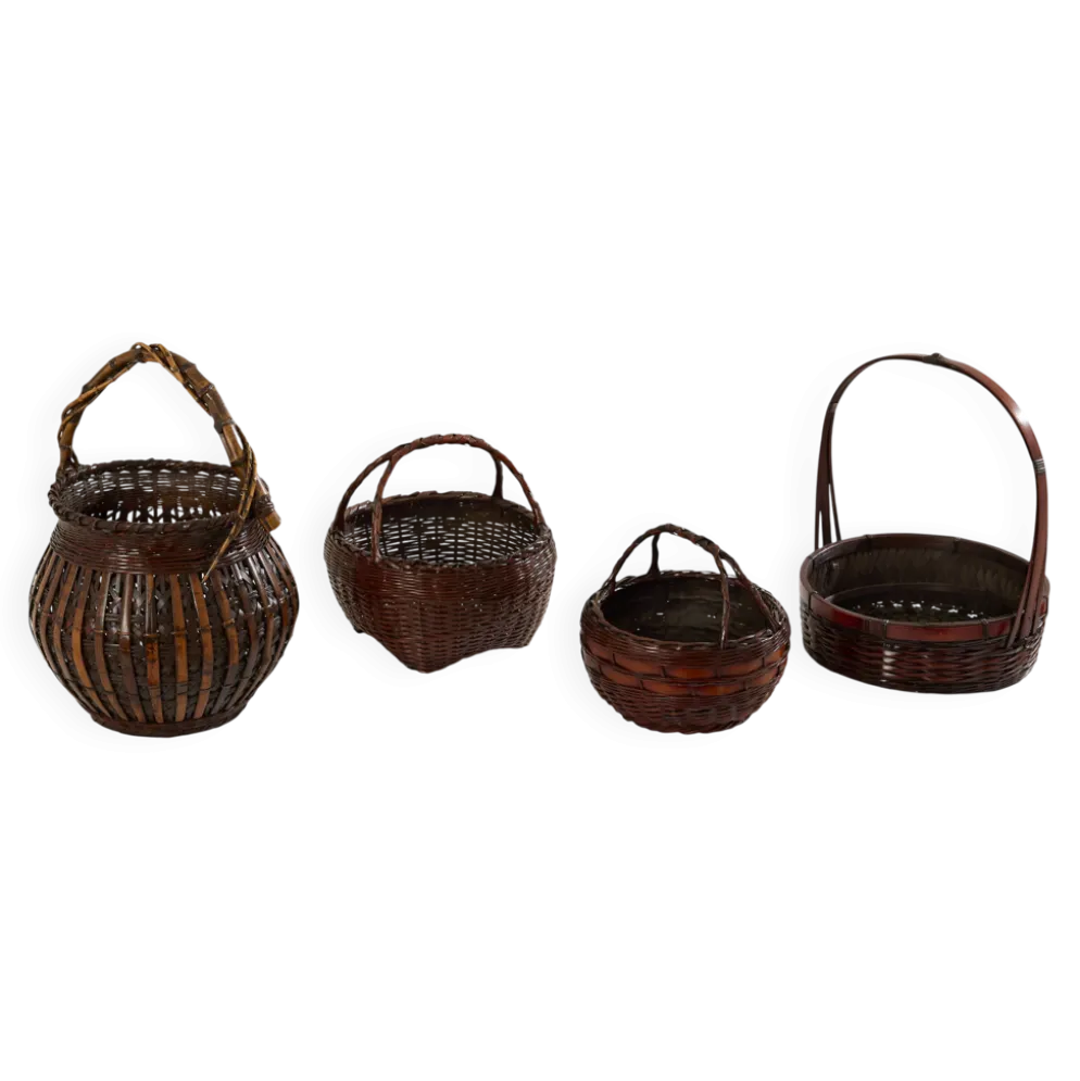 Ensemble de paniers Ikebana en bambou Maeda Chikubōsai periode Meiji