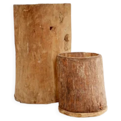 Ensemble de 2 pots en bois primitifs - fin du XIXe siècle
