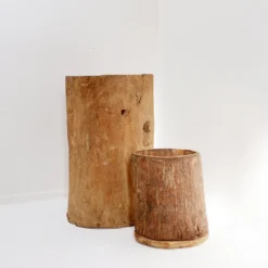 Ensemble de 2 pots en bois primitifs - fin du XIXe siècle