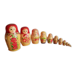 Ensemble de 12 poupées gigognes russes - vintage
