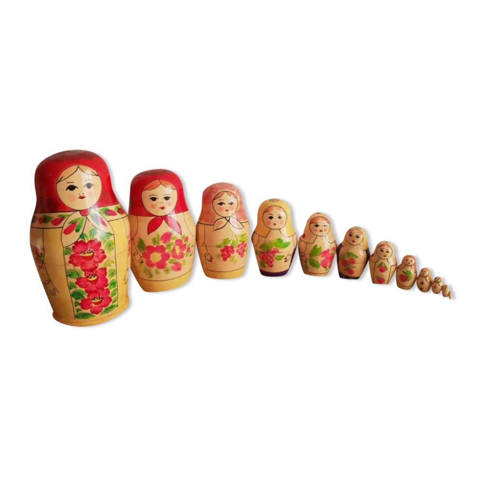 Ensemble de 12 poupées gigognes russes - vintage