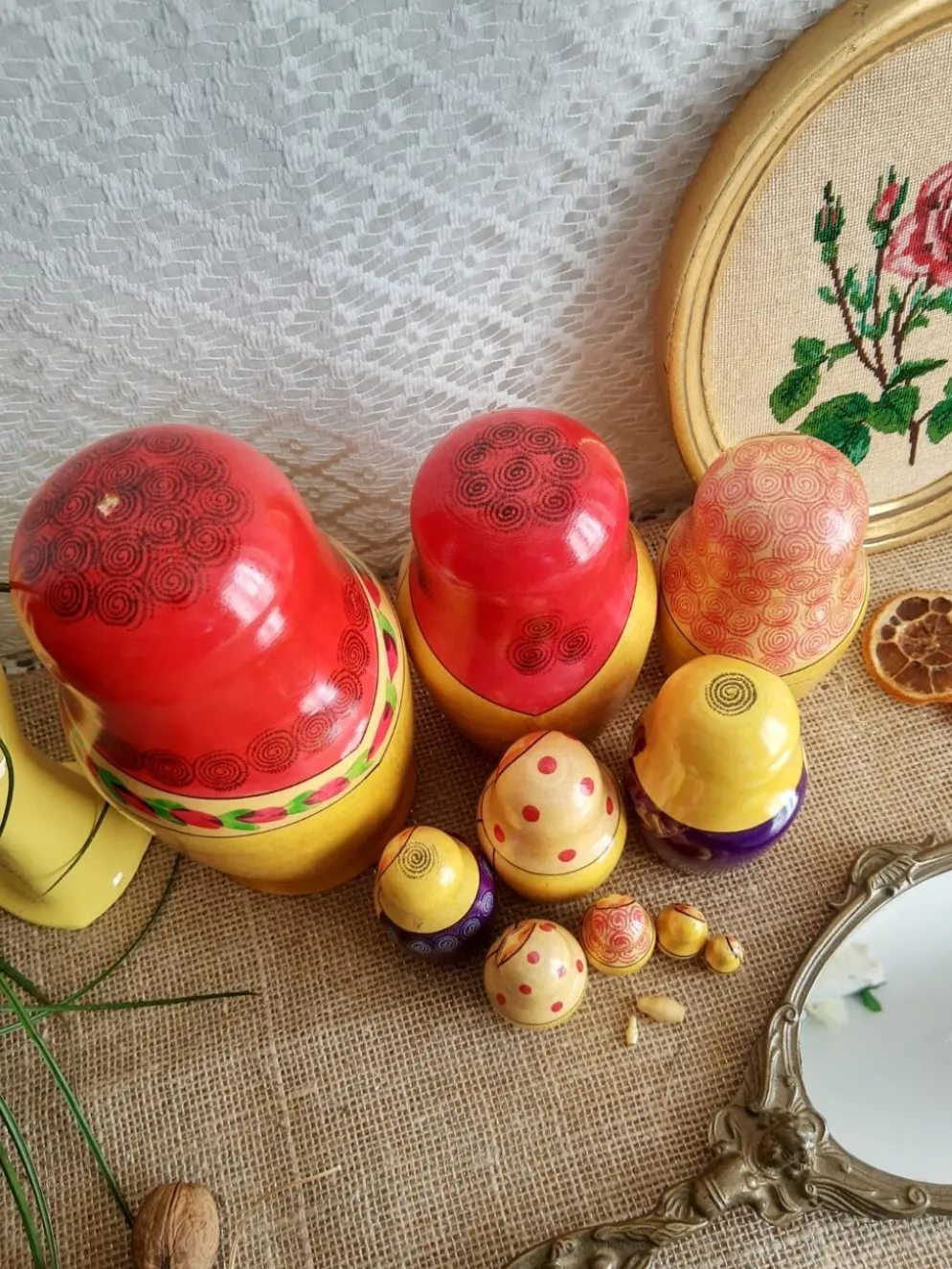Ensemble de 12 poupées gigognes russes - vintage