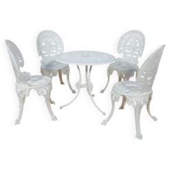 Ensemble de salle à manger de jardin en aluminium de style victorien, Royaume-Uni, années 1950
