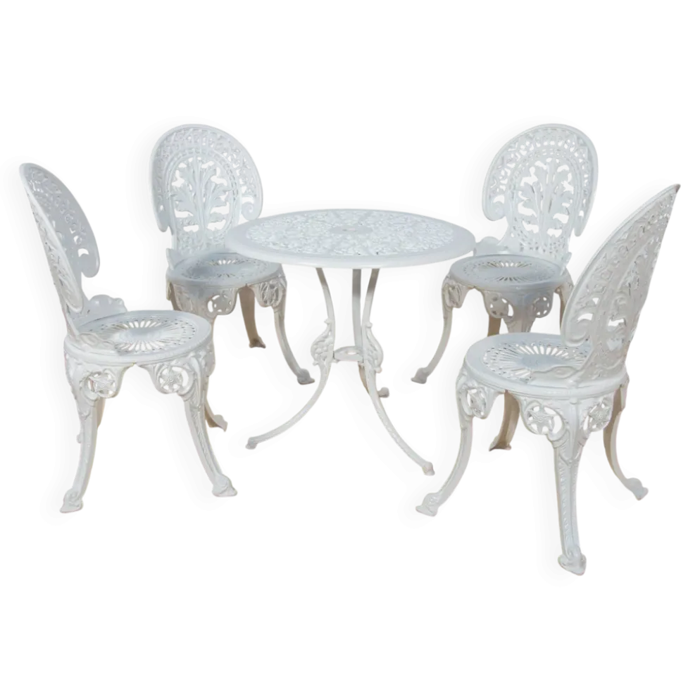 Ensemble de salle à manger de jardin en aluminium de style victorien, Royaume-Uni, années 1950