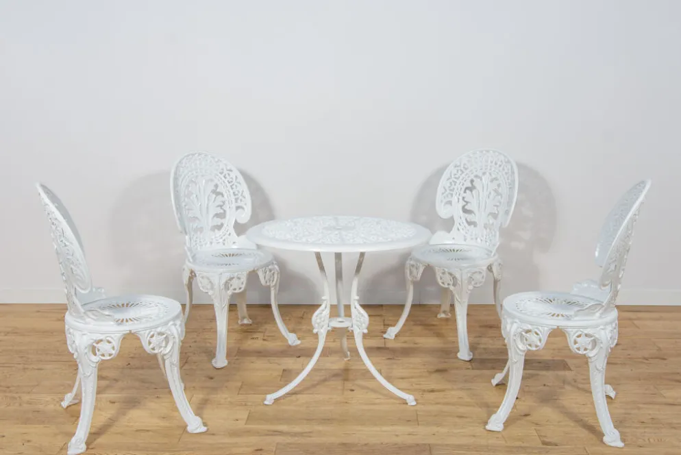 Ensemble de salle à manger de jardin en aluminium de style victorien, Royaume-Uni, années 1950