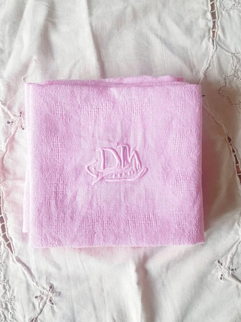 Ensemble de 5 serviettes anciennes roses