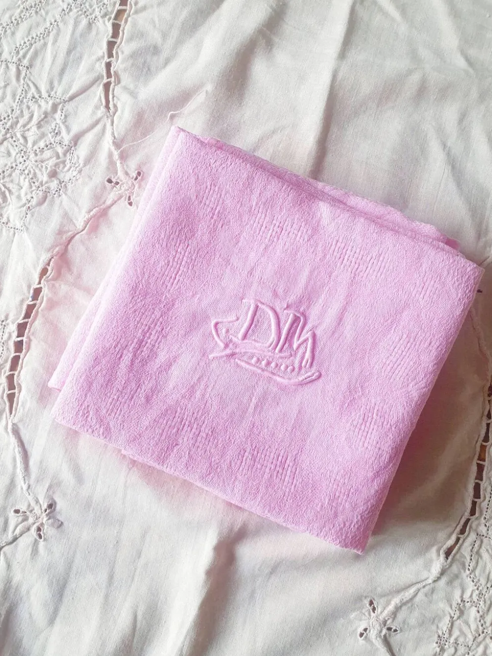 Ensemble de 5 serviettes anciennes roses