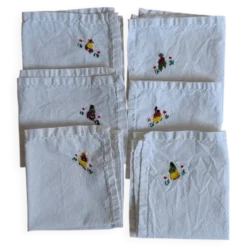Ensemble de 6 serviettes brodées
