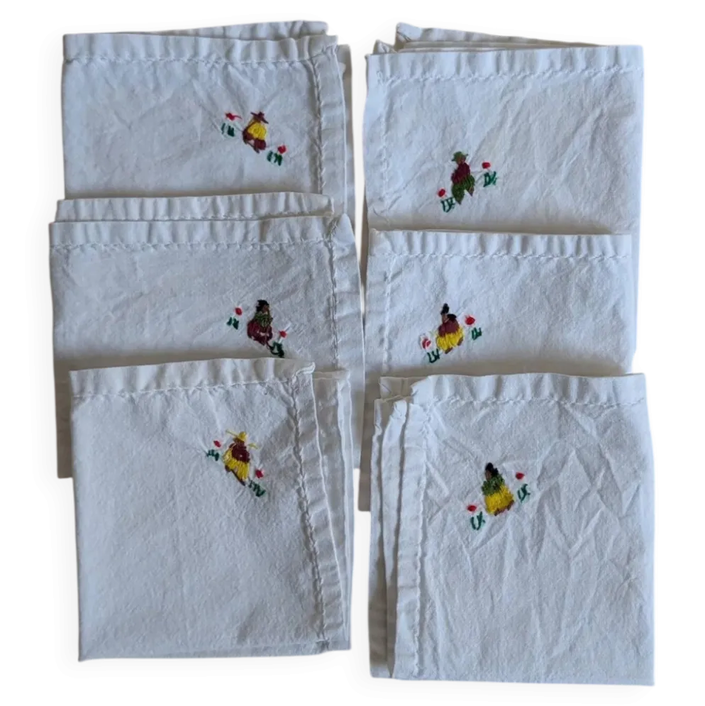 Ensemble de 6 serviettes brodées