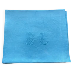 Ensemble de 10 serviettes damassées monogrammées BL turquoise