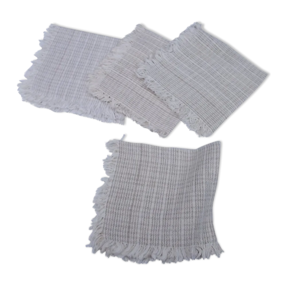 Ensemble de 4 serviettes vintage blanche écru