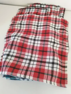 Ensemble de 12 serviettes vintage à carreaux – Rouge et turquoise