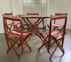 Ensemble de terrasse d'extérieur authentique français, 5 chaises et une table