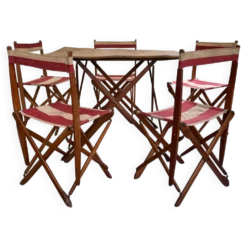 Ensemble de terrasse d'extérieur authentique français, 5 chaises et une table
