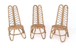 Ensemble de trois chaises de jardin en bambou, Italie