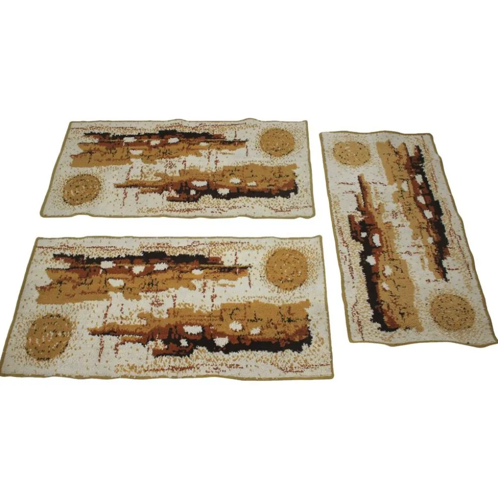 Ensemble de trois tapis rouges au design rétro, années 1980.