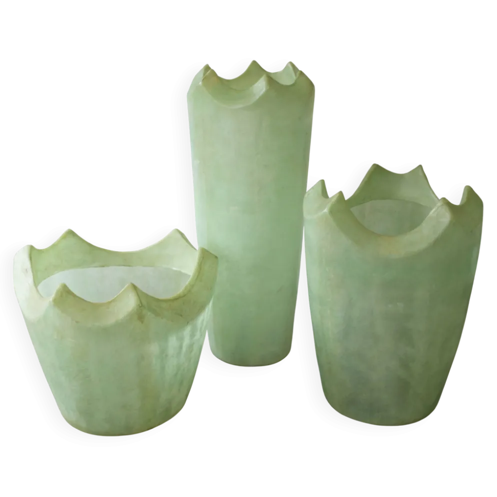 Ensemble de 3 vases géants sculpturaux – Fibre de verre – Pièce unique