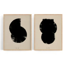 Ensemble encadré de deux impressions giclées abstraites, 50x70
