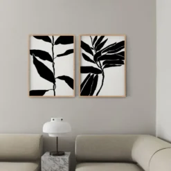 Ensemble encadré de deux impressions giclées abstraites, 50x70