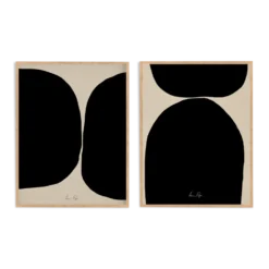 Ensemble encadré de deux impressions giclées abstraites, 50x70
