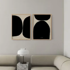 Ensemble encadré de deux impressions giclées abstraites, 50x70