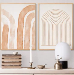 Ensemble encadré de deux tirages giclés abstraits, 50x70
