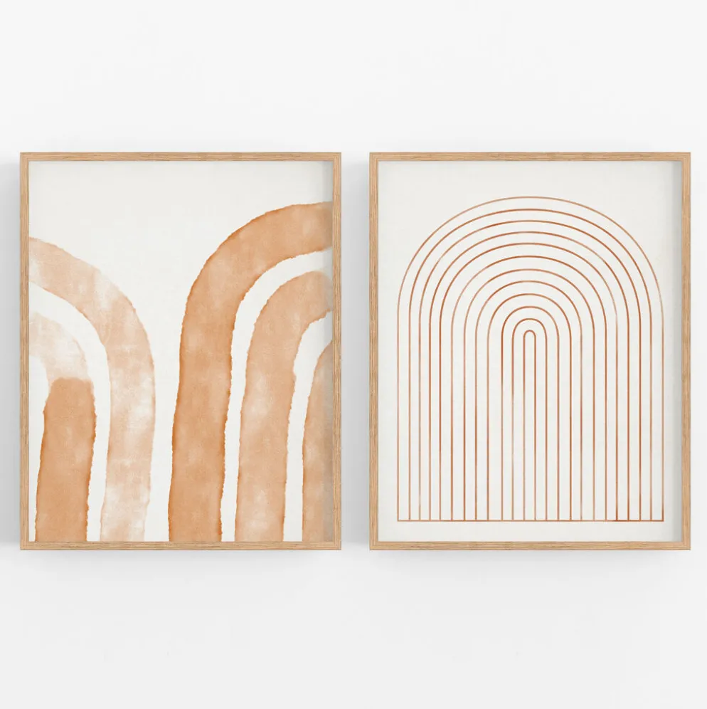 Ensemble encadré de deux tirages giclés abstraits, 50x70