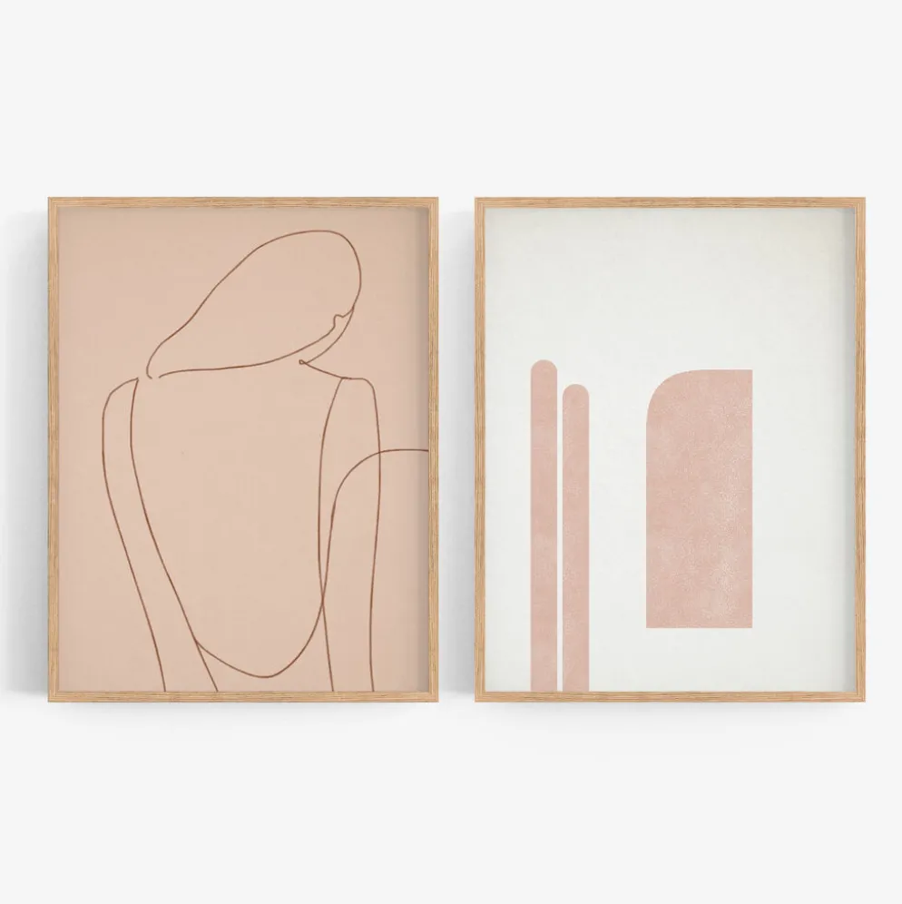 Ensemble encadré de deux tirages giclés abstraits 50x70