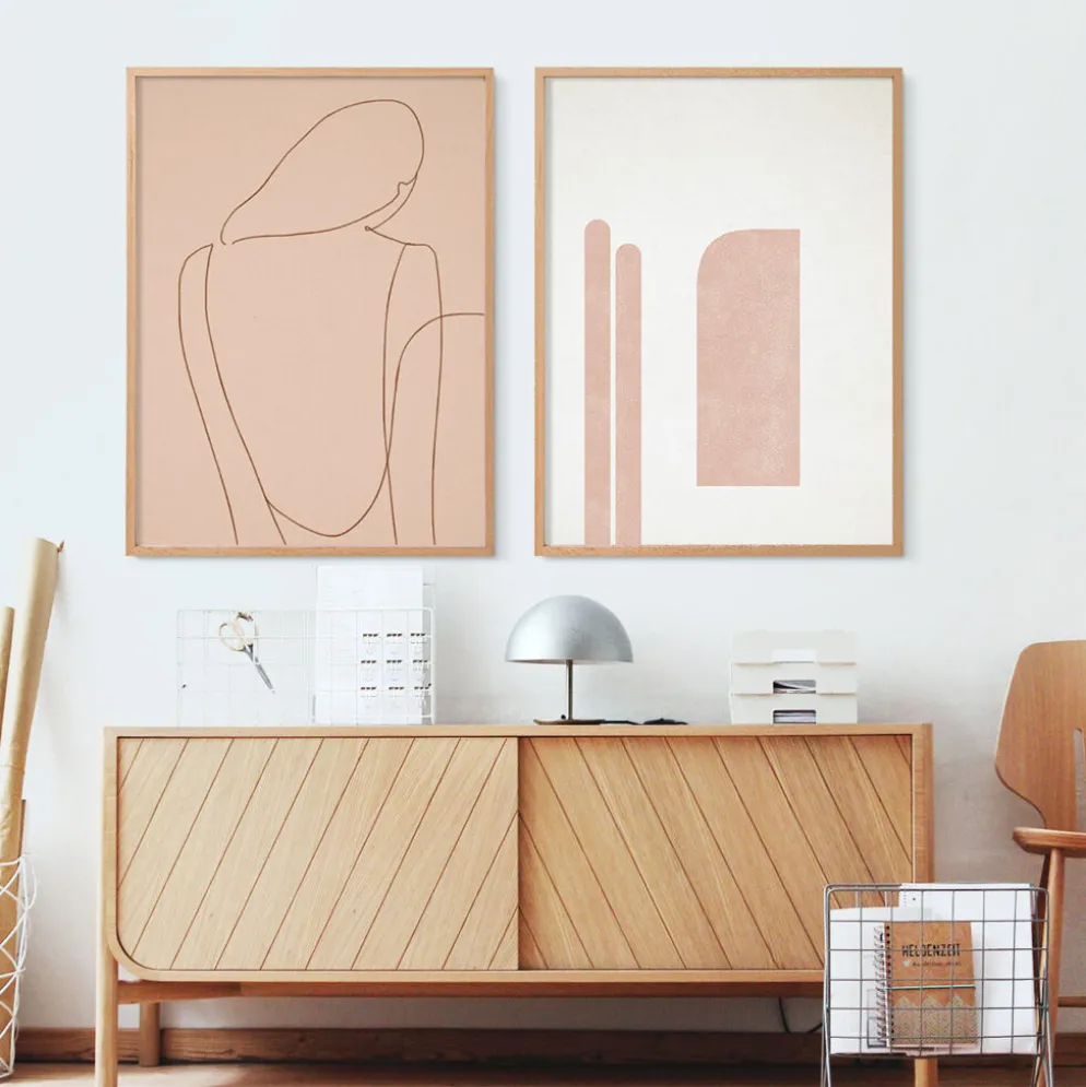 Ensemble encadré de deux tirages giclés abstraits 50x70