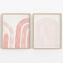 Ensemble encadré de deux tirages giclés abstraits, 50x70
