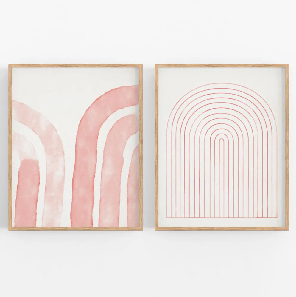 Ensemble encadré de deux tirages giclés abstraits, 50x70