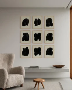Ensemble encadré de 9 impressions giclées abstraites, format A4
