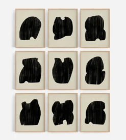 Ensemble encadré de 9 impressions giclées abstraites, format A4