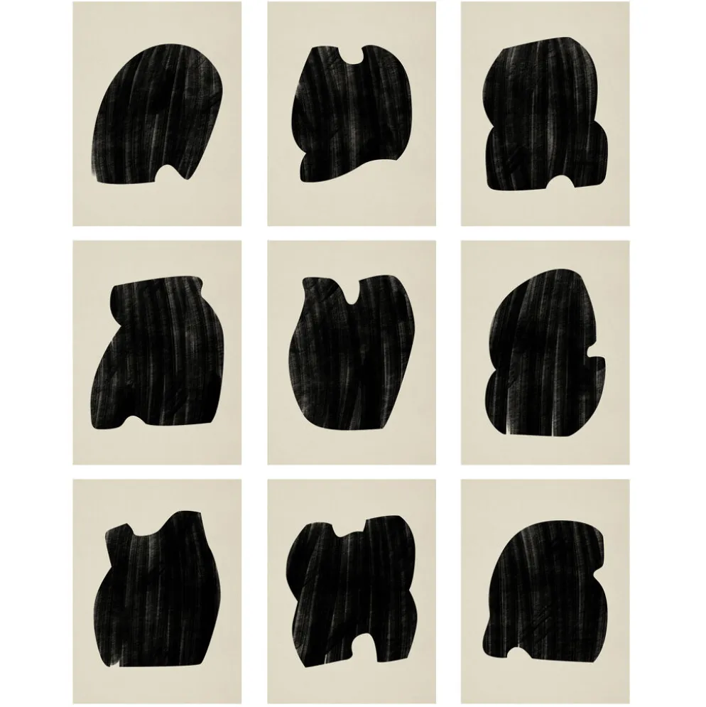 Ensemble encadré de 9 impressions giclées abstraites, format A4