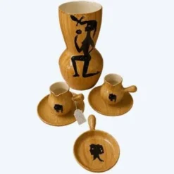 Ensemble en céramique Grandjean - Jourdan, Vallauris, décor « faux bois »