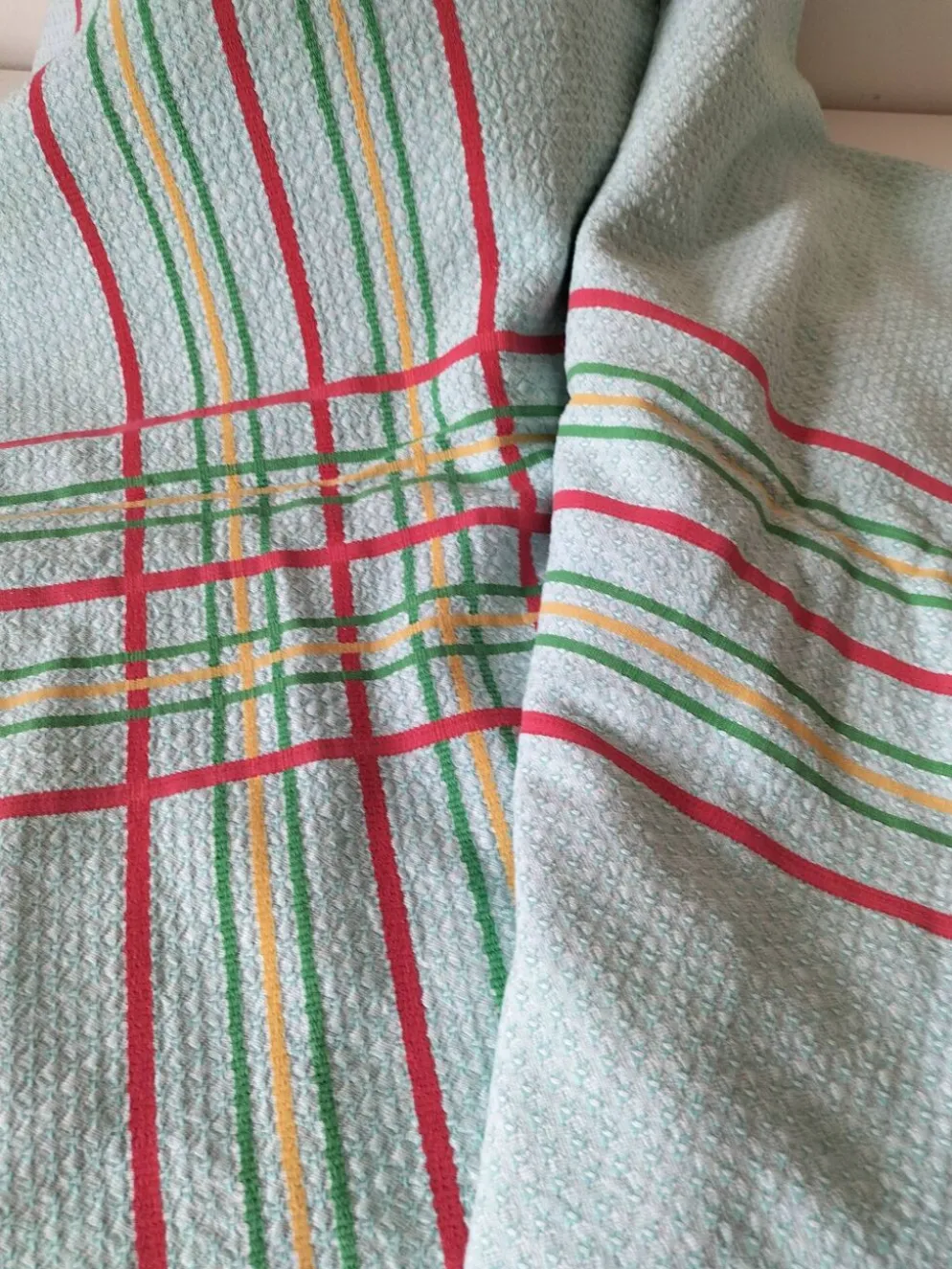 Ensemble nappe et 11 serviettes coton damassé vintage